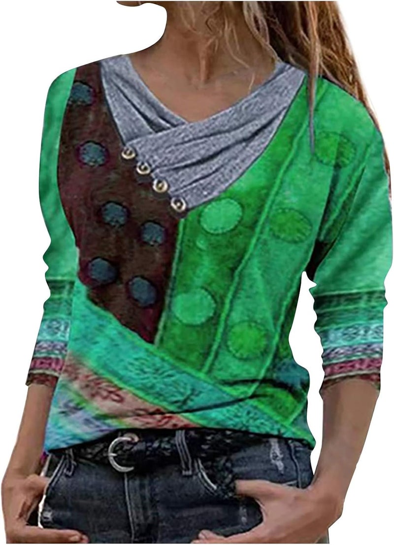 woobles Womens Sweatshirts for Ladies Tie Dye Printed Embroidery Collar Tunic Gradient Blouses Long Sleeve Pullovers - Image 1